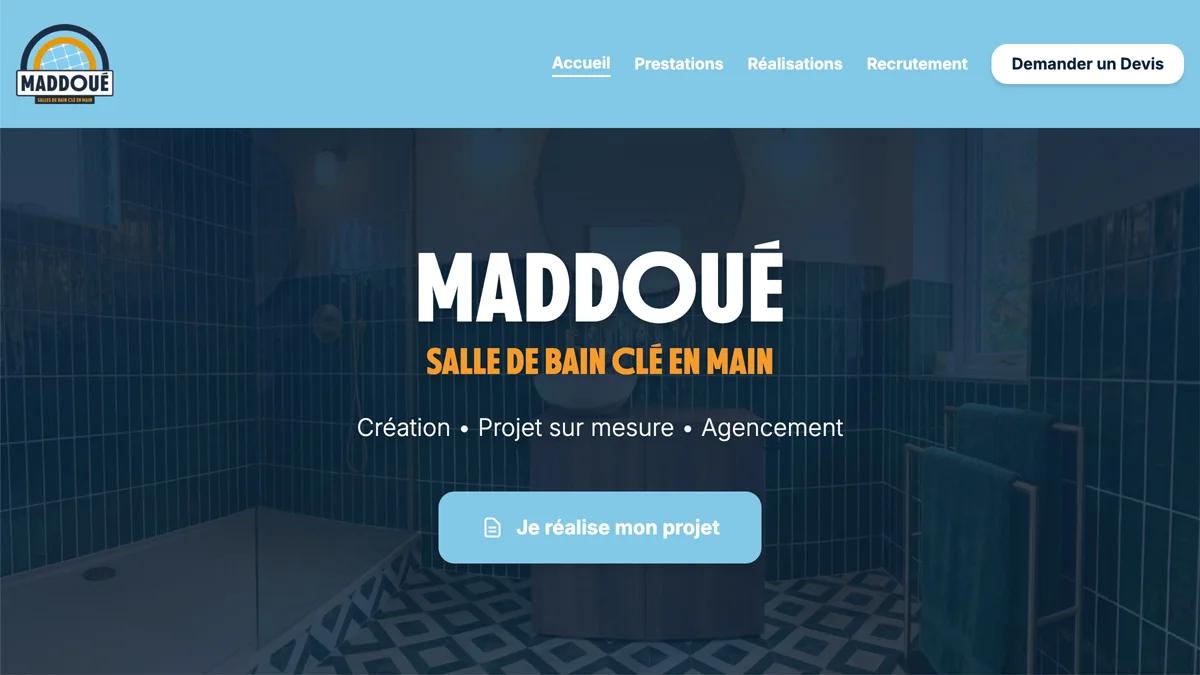 Capture du site internet créé pour Maddoué à Quimper